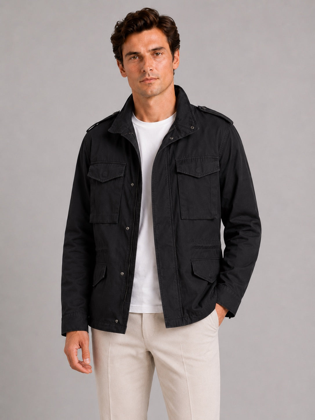Men’s Cargo Autumn Jacket Multi-Pocket Windbreaker Lightweight Autumn Casual Jacket for Outdoor and Everyday Wear