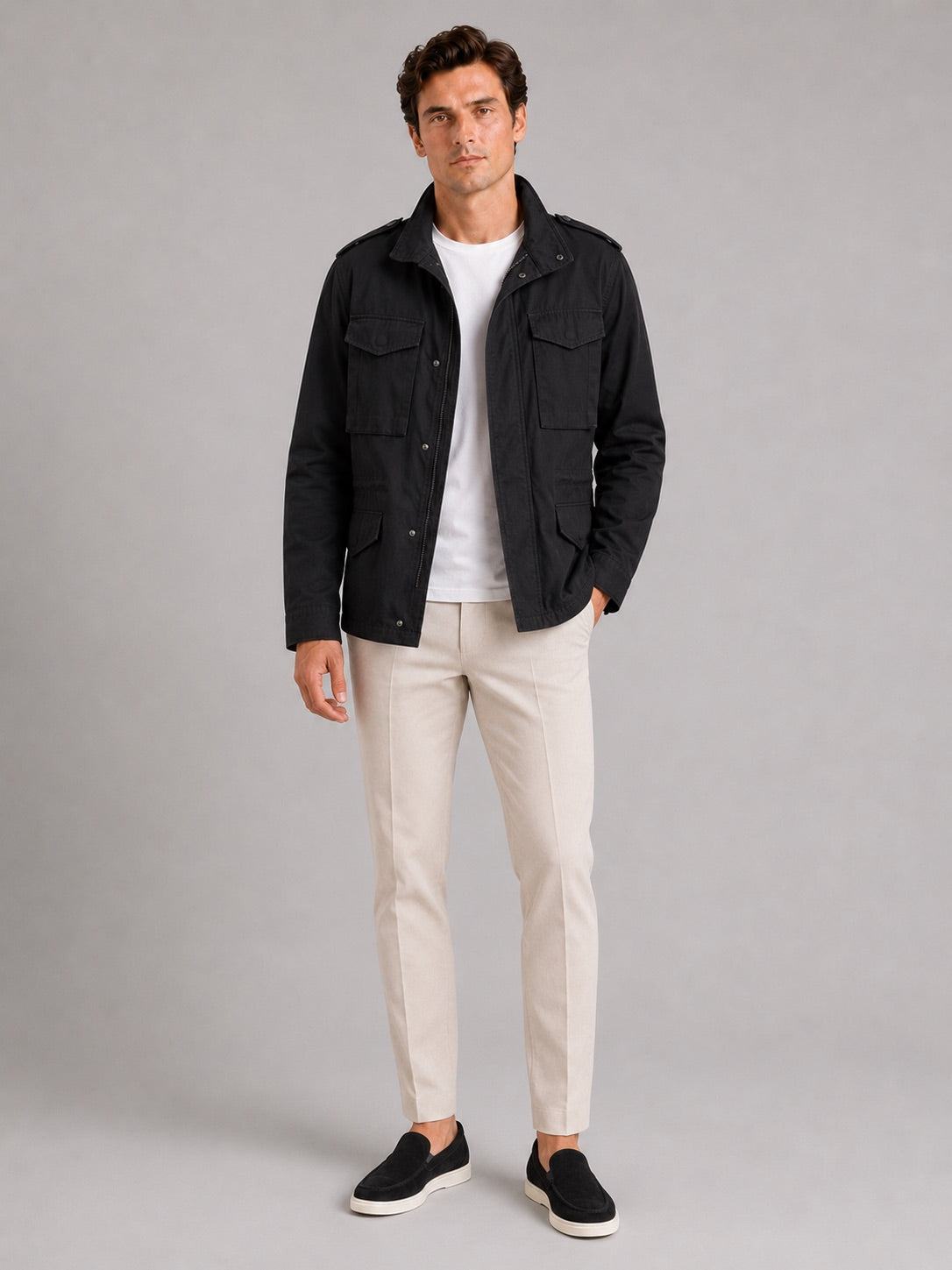 Men’s Cargo Autumn Jacket Multi-Pocket Windbreaker Lightweight Autumn Casual Jacket for Outdoor and Everyday Wear