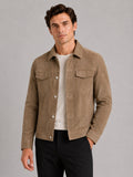 Men’s Suede Autumn Jacket Slim Fit Turn-Down Collar Casual Jacket for Business Casual and Everyday Wear