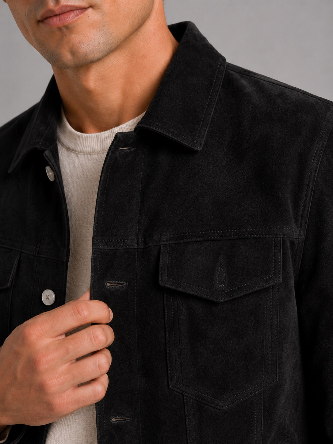 Men’s Suede Autumn Jacket Slim Fit Turn-Down Collar Casual Jacket for Business Casual and Everyday Wear