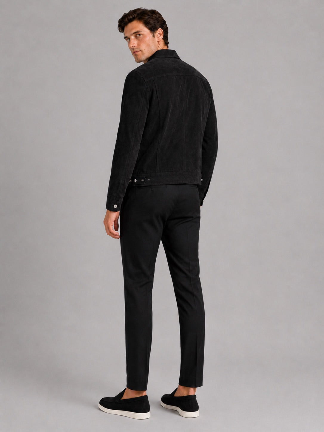Men’s Suede Autumn Jacket Slim Fit Turn-Down Collar Casual Jacket for Business Casual and Everyday Wear