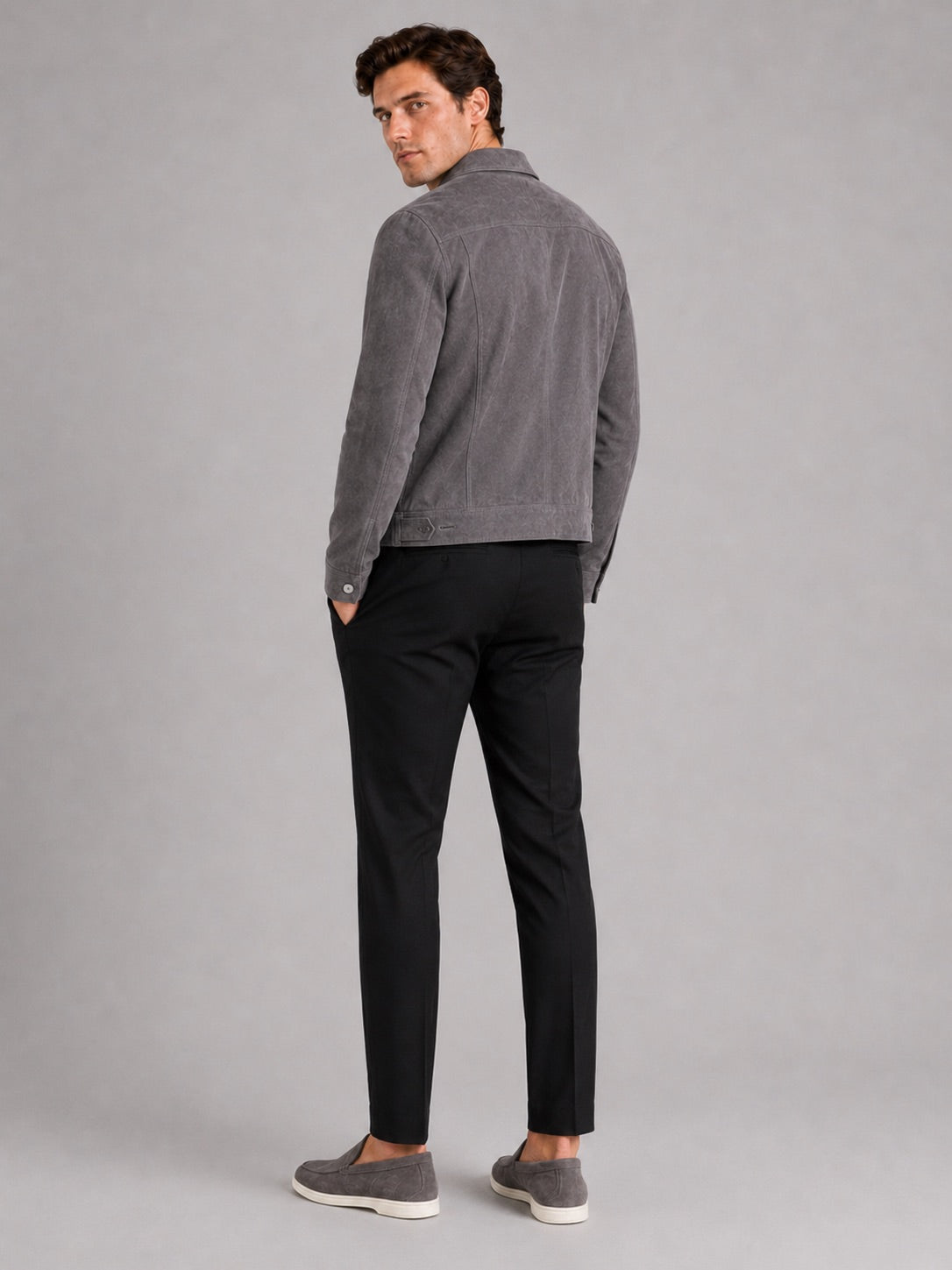 Men’s Suede Autumn Jacket Slim Fit Turn-Down Collar Casual Jacket for Business Casual and Everyday Wear