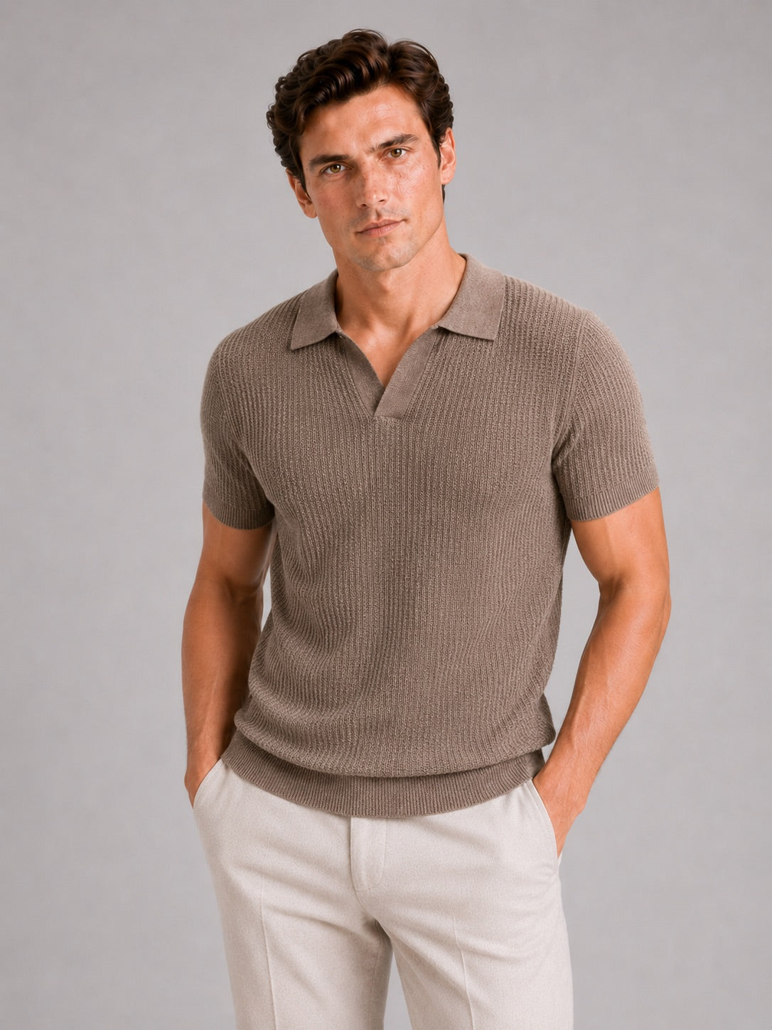 Men’s Knit Polo Shirt Slim Fit Wrinkle Resistant Breathable Short Sleeve Summer Polo for Business Casual and Vacation Wear