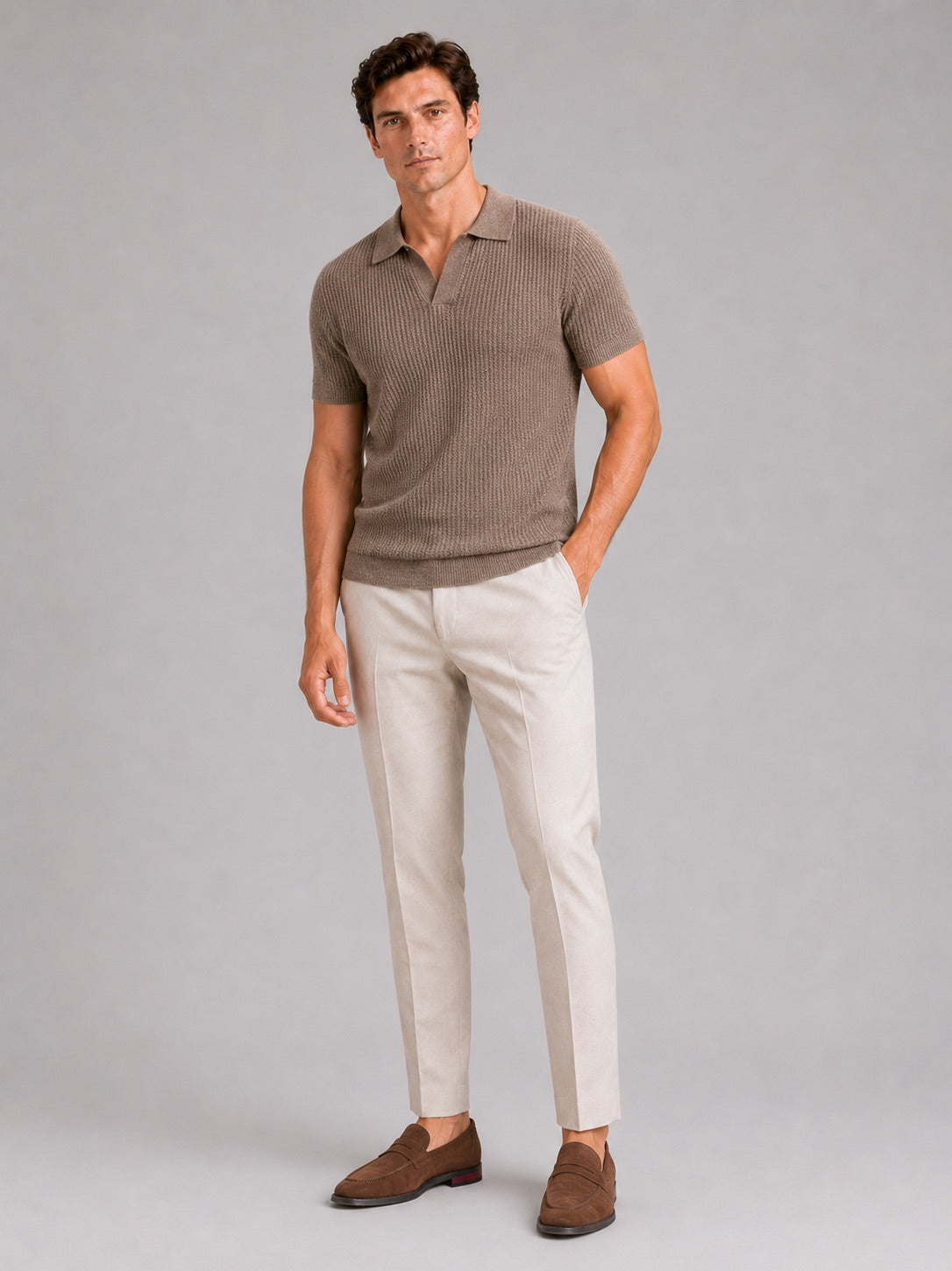 Men’s Knit Polo Shirt Slim Fit Wrinkle Resistant Breathable Short Sleeve Summer Polo for Business Casual and Vacation Wear