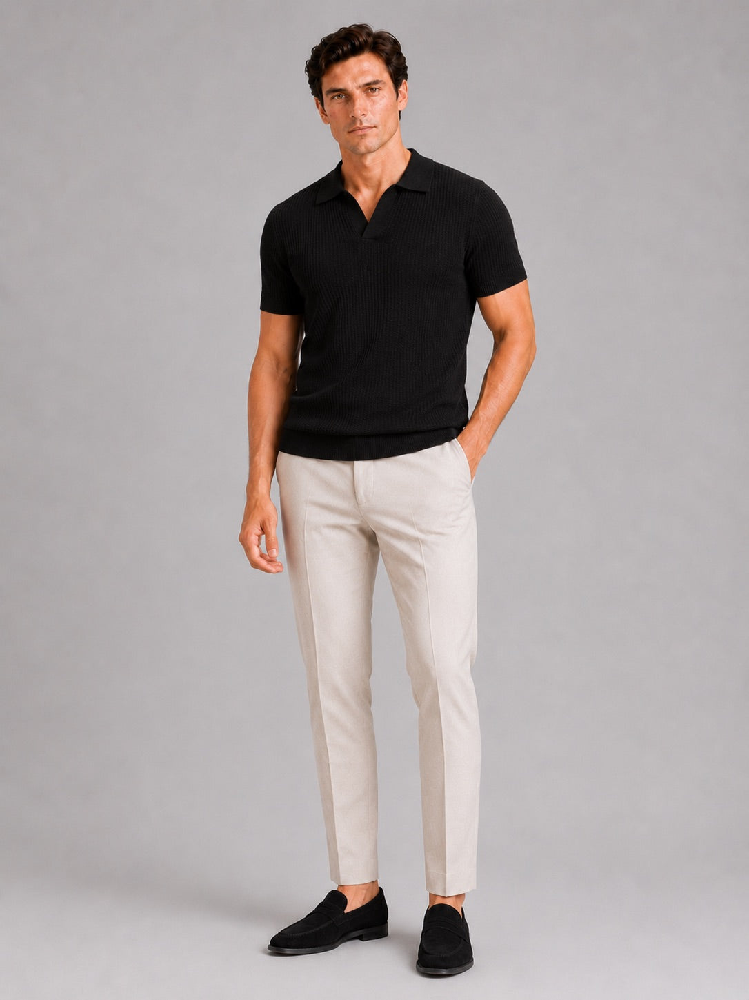 Men’s Knit Polo Shirt Slim Fit Wrinkle Resistant Breathable Short Sleeve Summer Polo for Business Casual and Vacation Wear