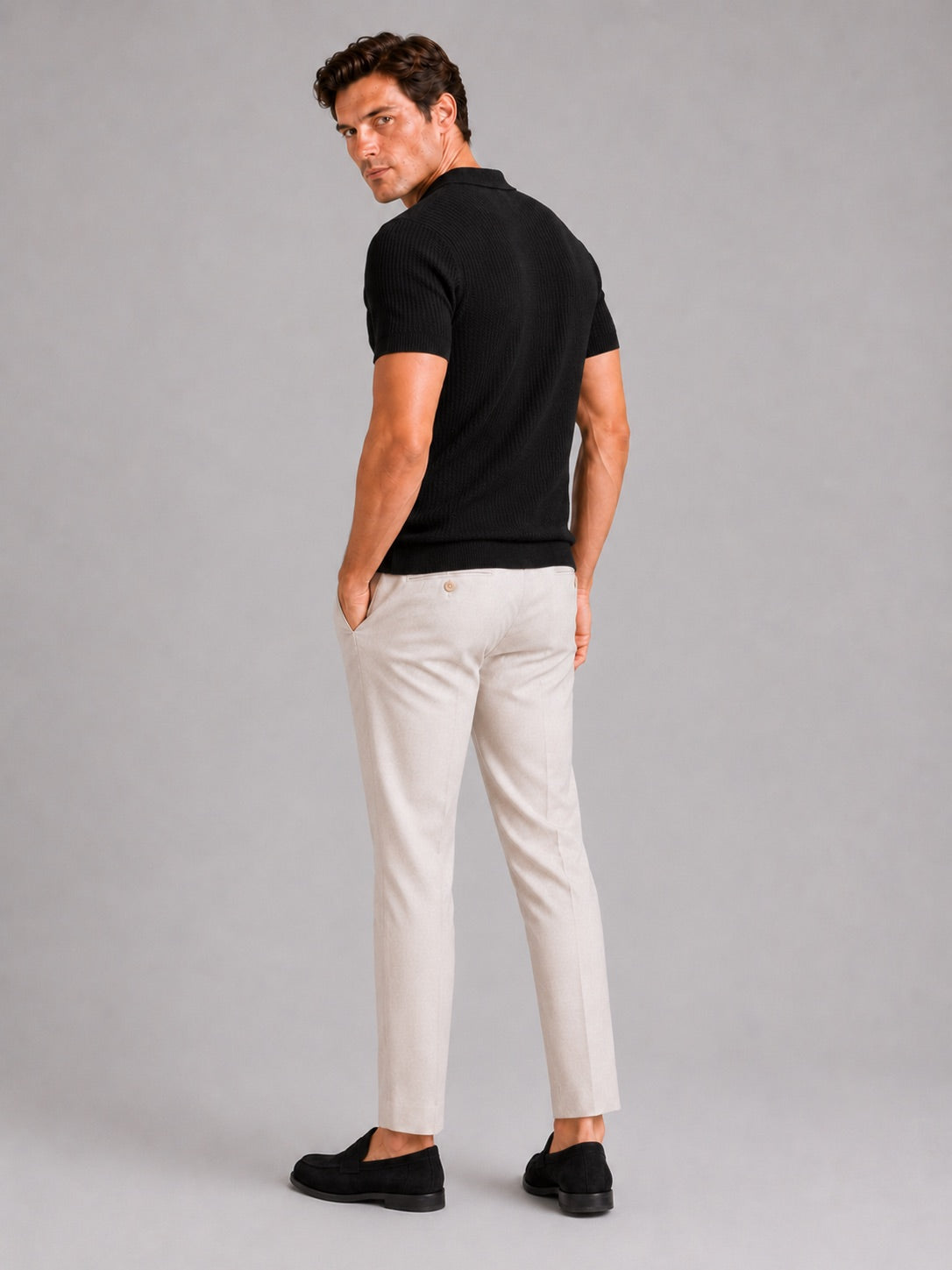 Men’s Knit Polo Shirt Slim Fit Wrinkle Resistant Breathable Short Sleeve Summer Polo for Business Casual and Vacation Wear