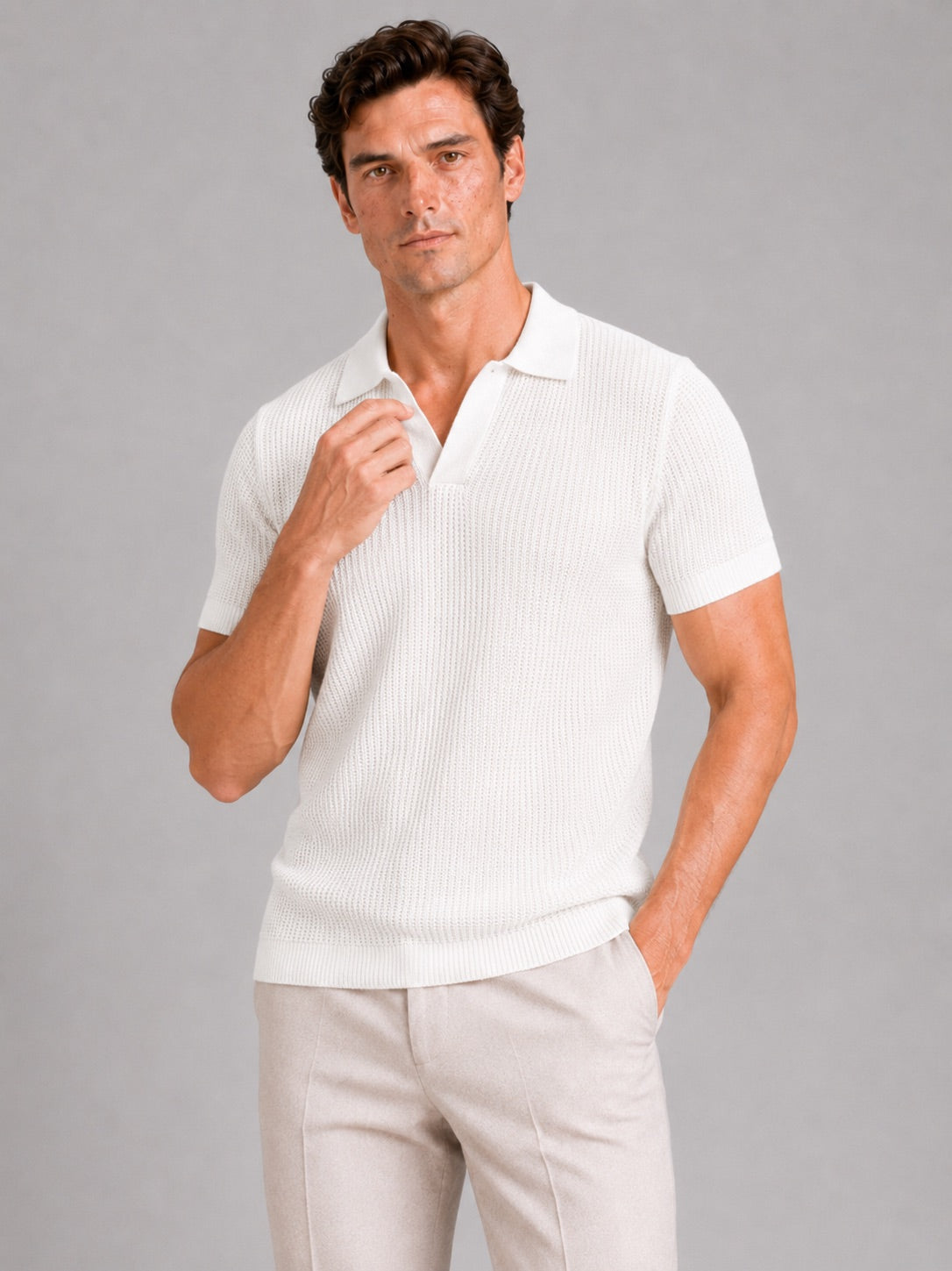 Men’s Knit Polo Shirt Slim Fit Wrinkle Resistant Breathable Short Sleeve Summer Polo for Business Casual and Vacation Wear