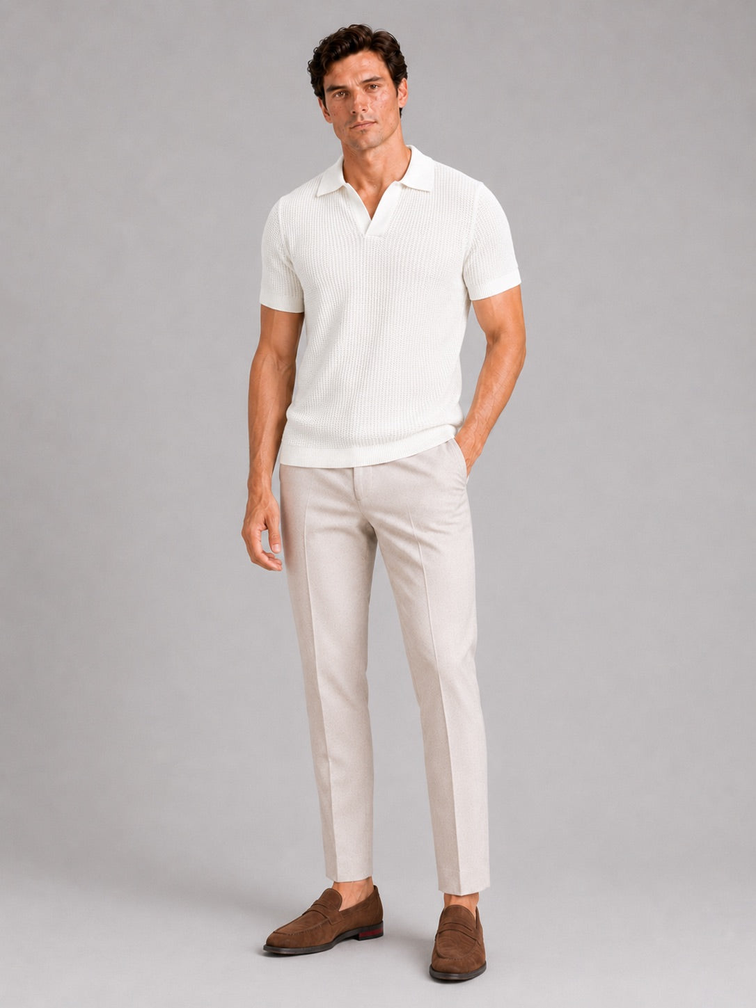 Men’s Knit Polo Shirt Slim Fit Wrinkle Resistant Breathable Short Sleeve Summer Polo for Business Casual and Vacation Wear