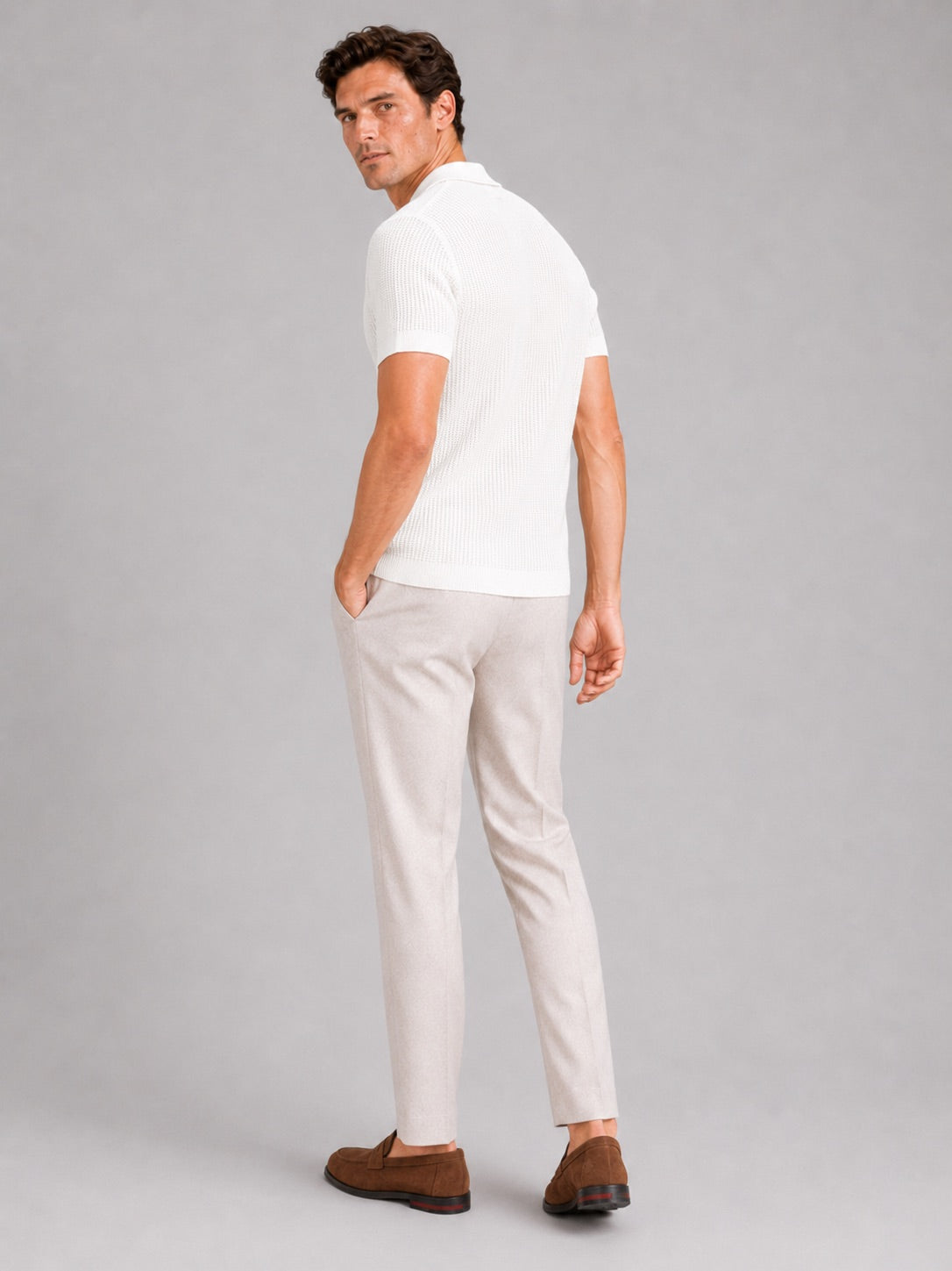 Men’s Knit Polo Shirt Slim Fit Wrinkle Resistant Breathable Short Sleeve Summer Polo for Business Casual and Vacation Wear