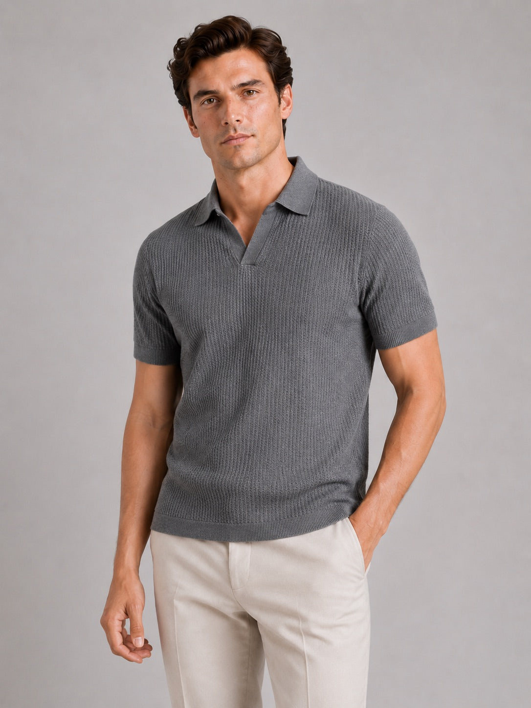 Men’s Knit Polo Shirt Slim Fit Wrinkle Resistant Breathable Short Sleeve Summer Polo for Business Casual and Vacation Wear