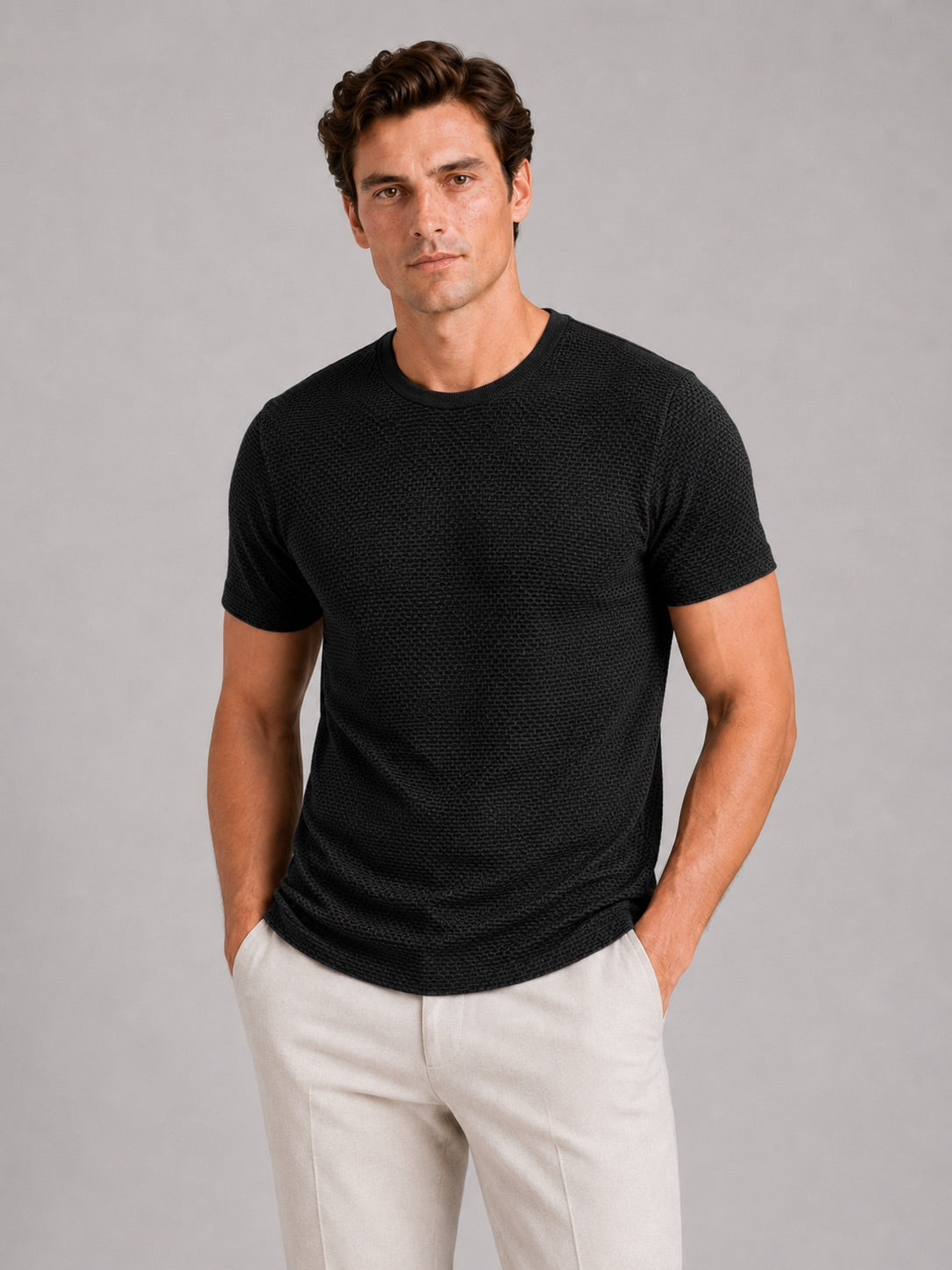 Men’s Mesh Crew Neck T-Shirt Breathable Lightweight Stretch Summer Top for Casual and Everyday Wear