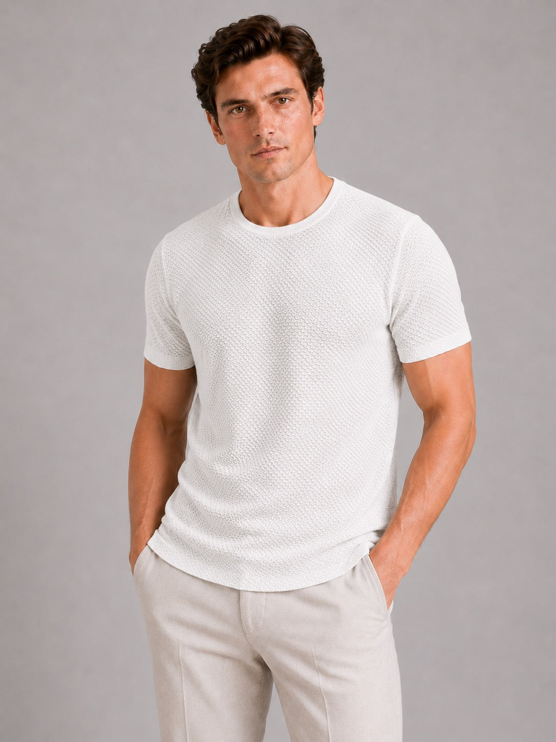 Men’s Mesh Crew Neck T-Shirt Breathable Lightweight Stretch Summer Top for Casual and Everyday Wear