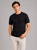 Men’s Merino Wool Knit Crew Neck T-Shirt Short Sleeve Lightweight Summer Top for Business Casual and Everyday Wear