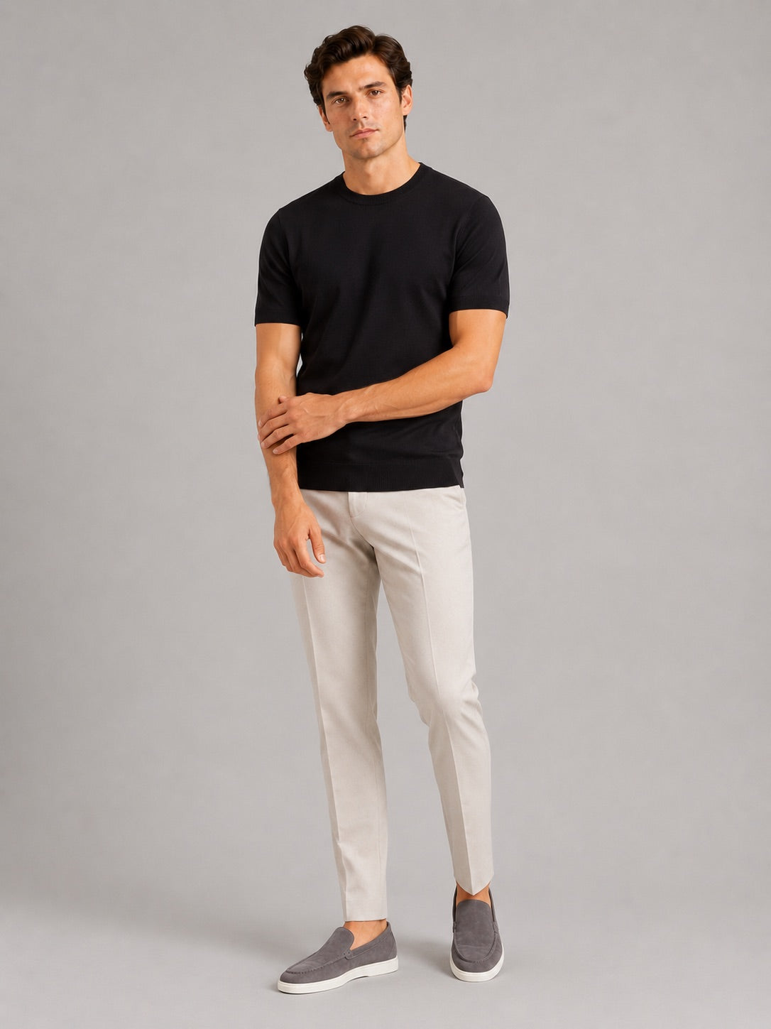 Men’s Merino Wool Knit Crew Neck T-Shirt Short Sleeve Lightweight Summer Top for Business Casual and Everyday Wear