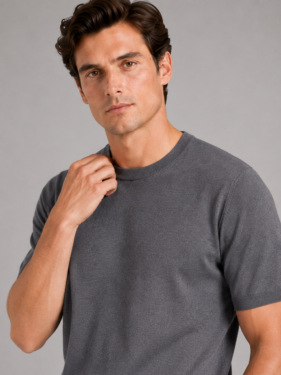 Men’s Merino Wool Knit Crew Neck T-Shirt Short Sleeve Lightweight Summer Top for Business Casual and Everyday Wear