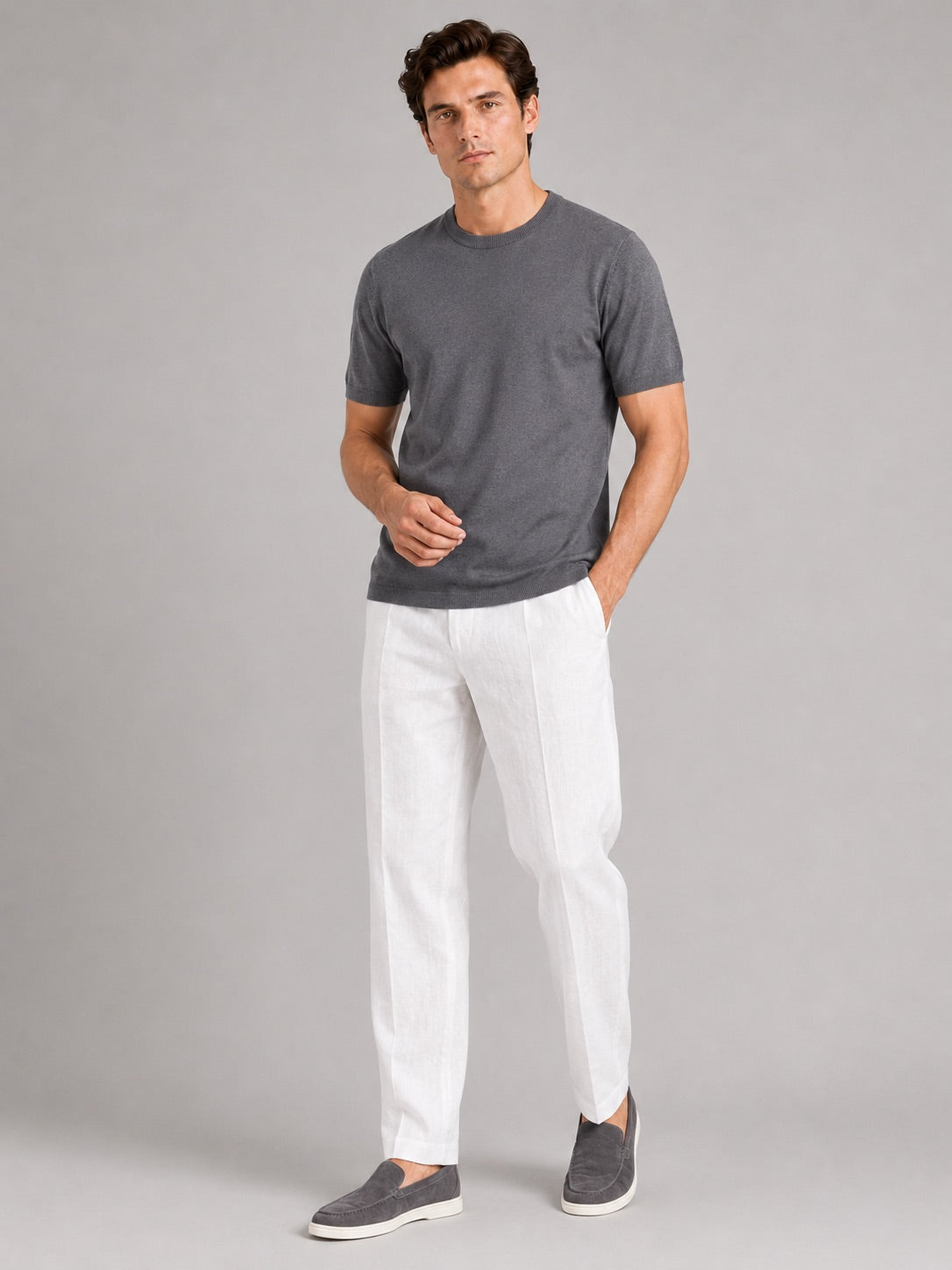 Men’s Merino Wool Knit Crew Neck T-Shirt Short Sleeve Lightweight Summer Top for Business Casual and Everyday Wear
