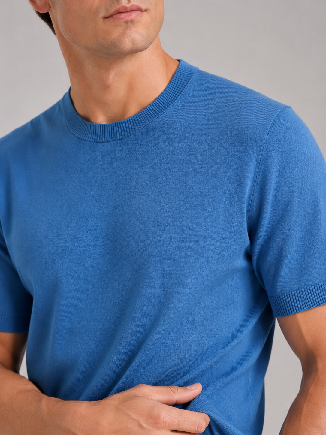 Men’s Merino Wool Knit Crew Neck T-Shirt Short Sleeve Lightweight Summer Top for Business Casual and Everyday Wear