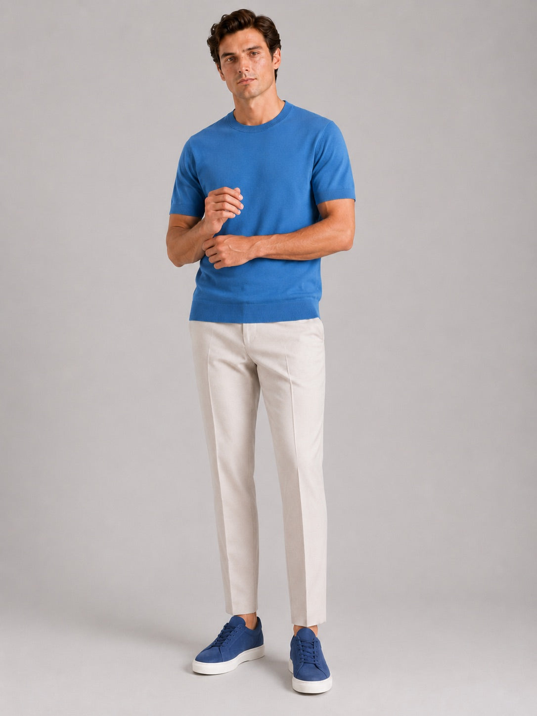 Men’s Merino Wool Knit Crew Neck T-Shirt Short Sleeve Lightweight Summer Top for Business Casual and Everyday Wear