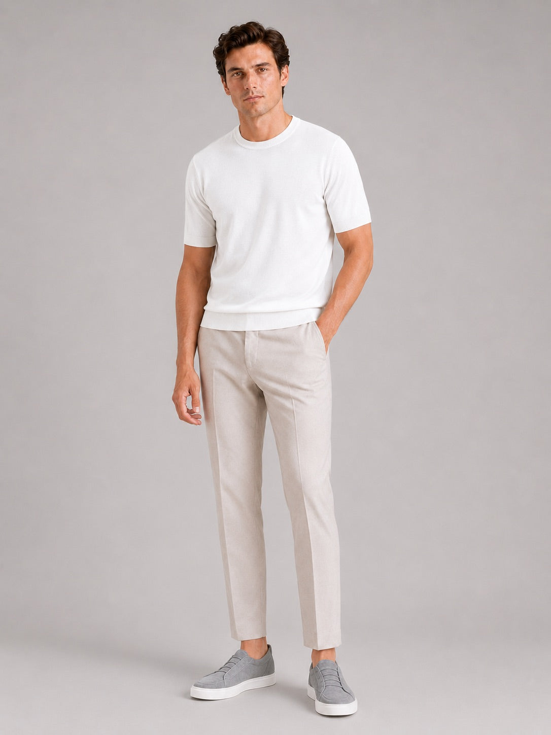 Men’s Merino Wool Knit Crew Neck T-Shirt Short Sleeve Lightweight Summer Top for Business Casual and Everyday Wear