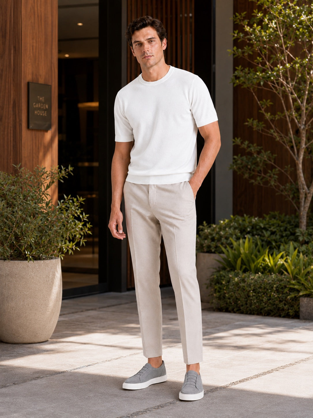 Men’s Merino Wool Knit Crew Neck T-Shirt Short Sleeve Lightweight Summer Top for Business Casual and Everyday Wear