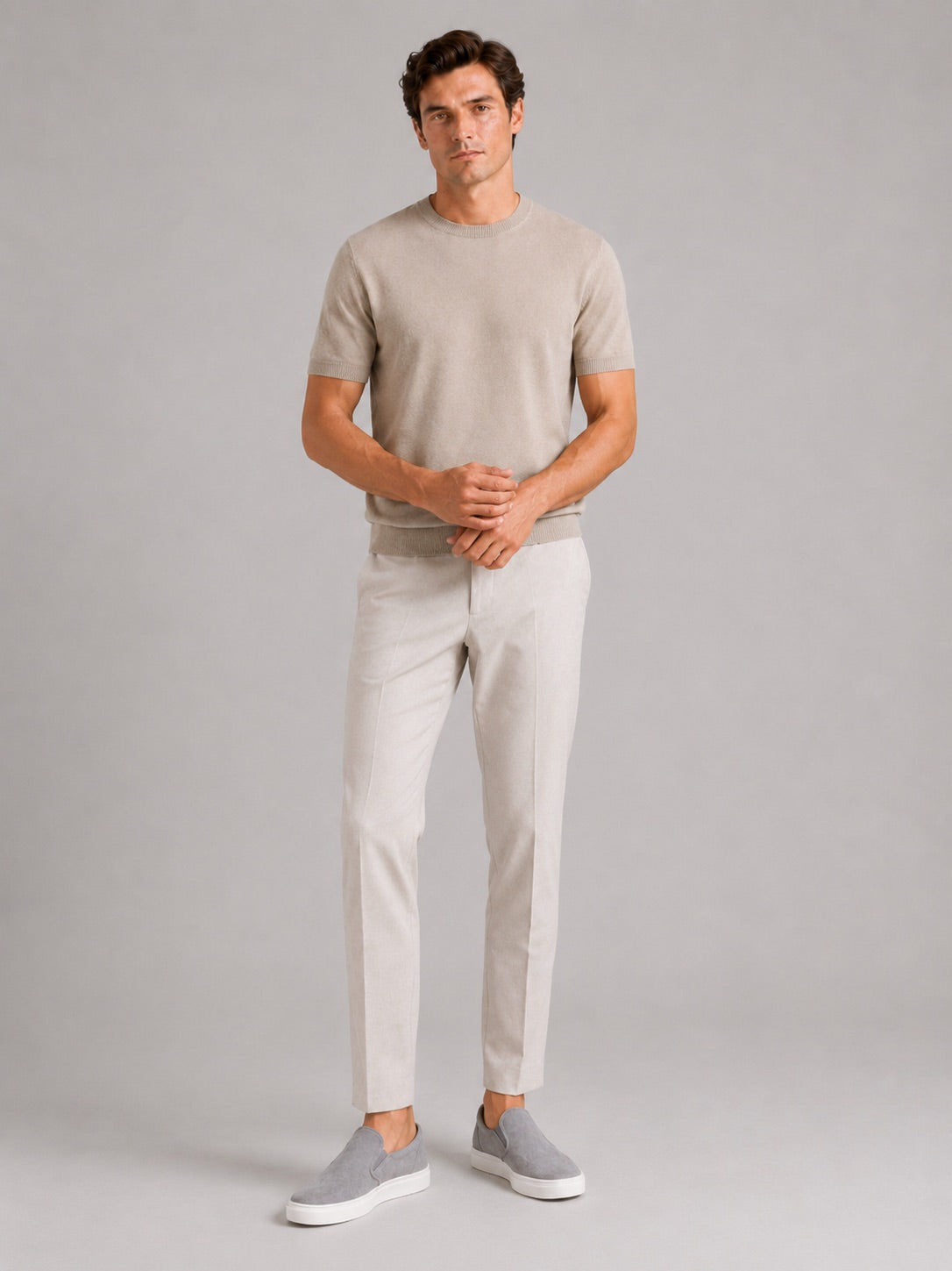 Men’s Merino Wool Knit Crew Neck T-Shirt Short Sleeve Lightweight Summer Top for Business Casual and Everyday Wear