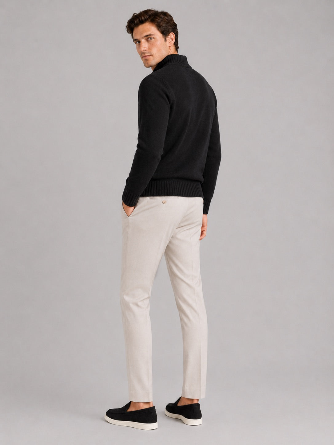 Men’s Half Zip Jumper Long Sleeve Solid Colour Knit Pullover for Autumn and Everyday Wear