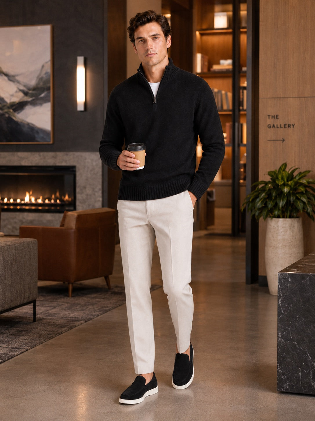Men’s Half Zip Jumper Long Sleeve Solid Colour Knit Pullover for Autumn and Everyday Wear