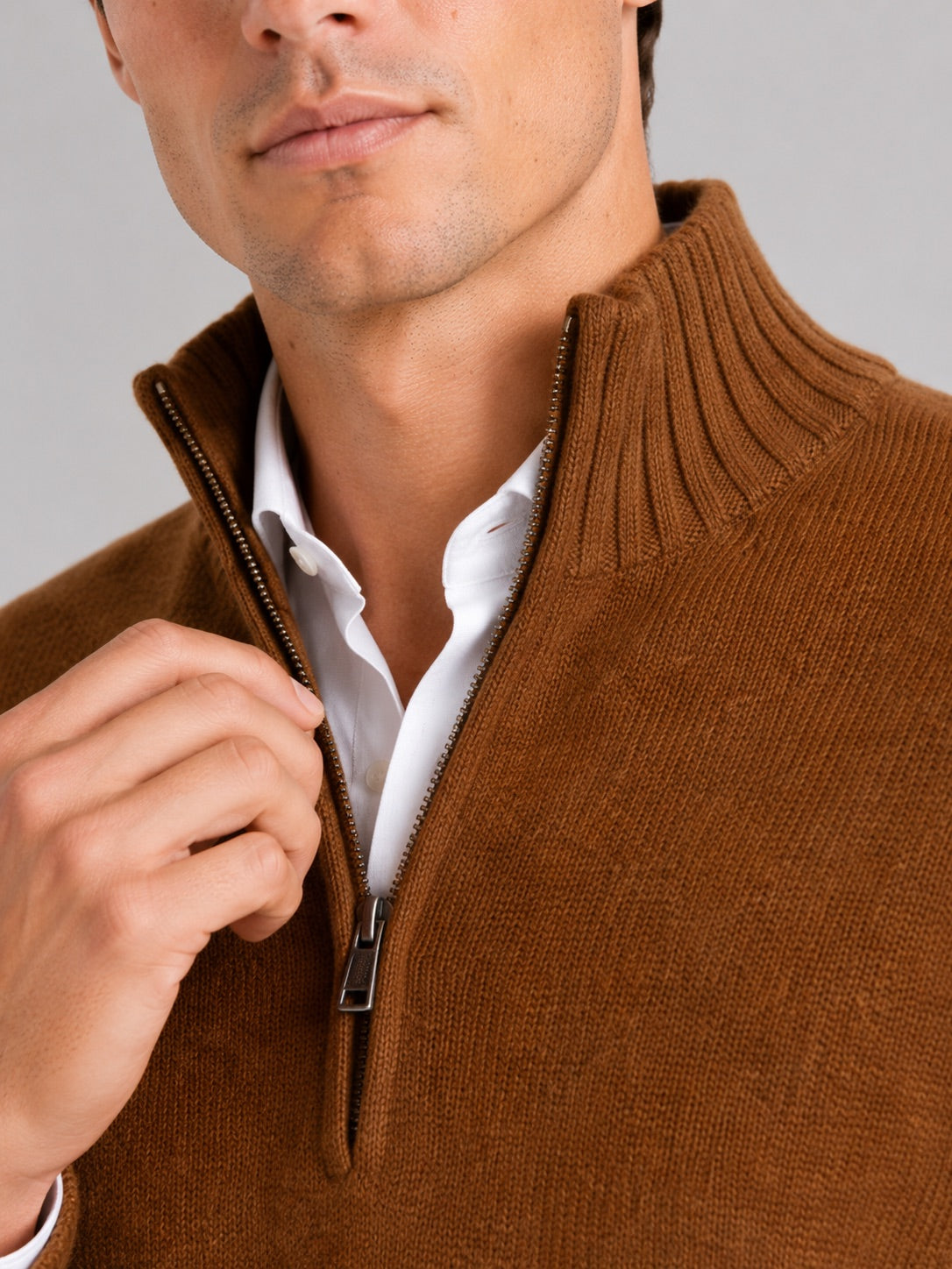 Men’s Half Zip Jumper Long Sleeve Solid Colour Knit Pullover for Autumn and Everyday Wear