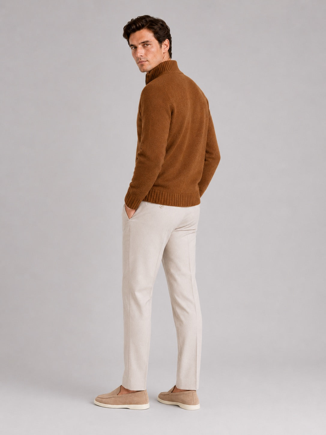 Men’s Half Zip Jumper Long Sleeve Solid Colour Knit Pullover for Autumn and Everyday Wear