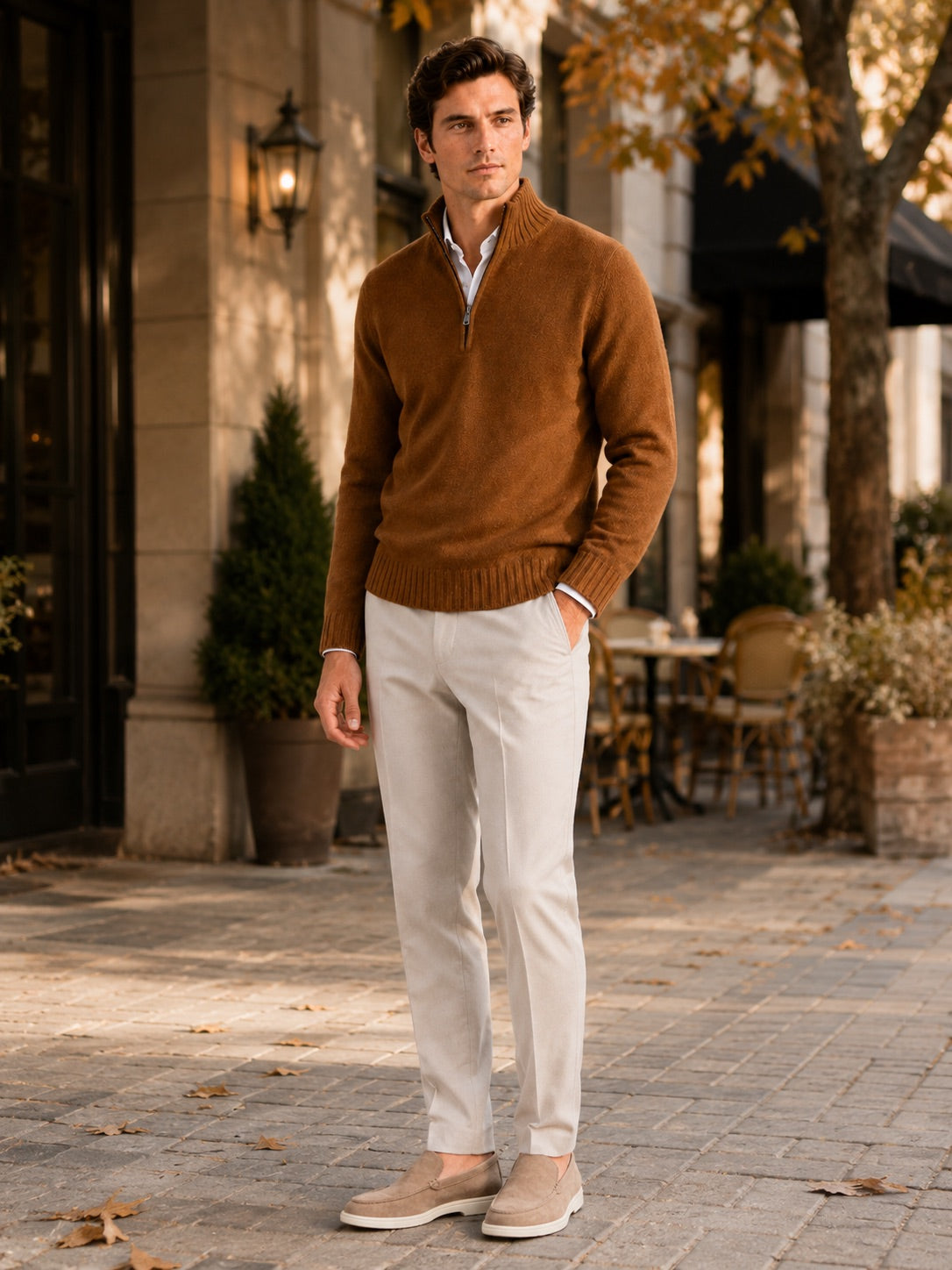 Men’s Half Zip Jumper Long Sleeve Solid Colour Knit Pullover for Autumn and Everyday Wear