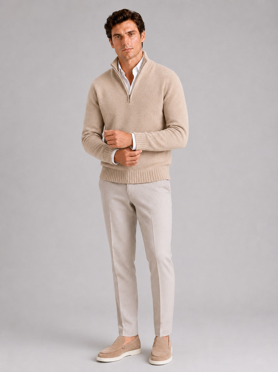 Men’s Half Zip Jumper Long Sleeve Solid Colour Knit Pullover for Autumn and Everyday Wear