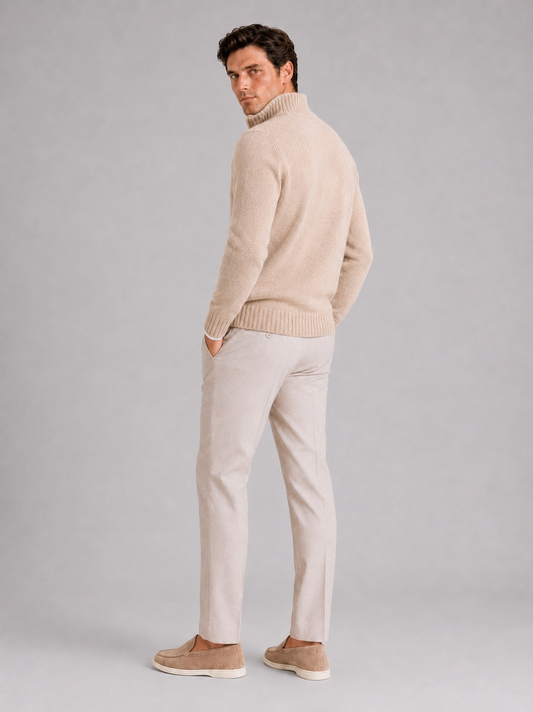 Men’s Half Zip Jumper Long Sleeve Solid Colour Knit Pullover for Autumn and Everyday Wear