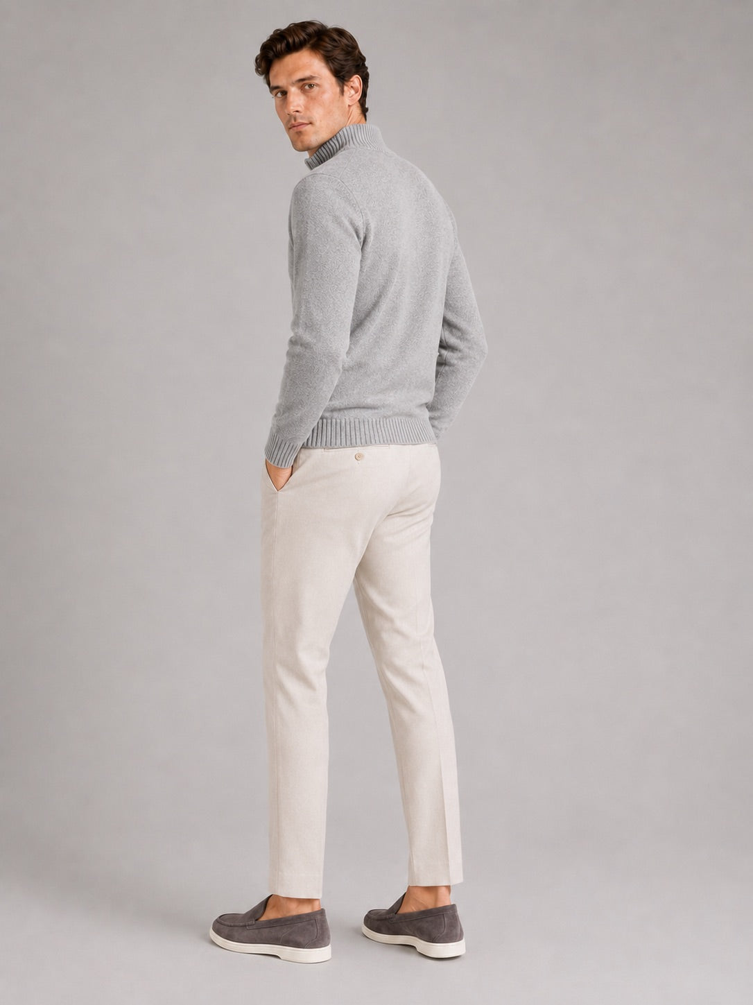 Men’s Half Zip Jumper Long Sleeve Solid Colour Knit Pullover for Autumn and Everyday Wear