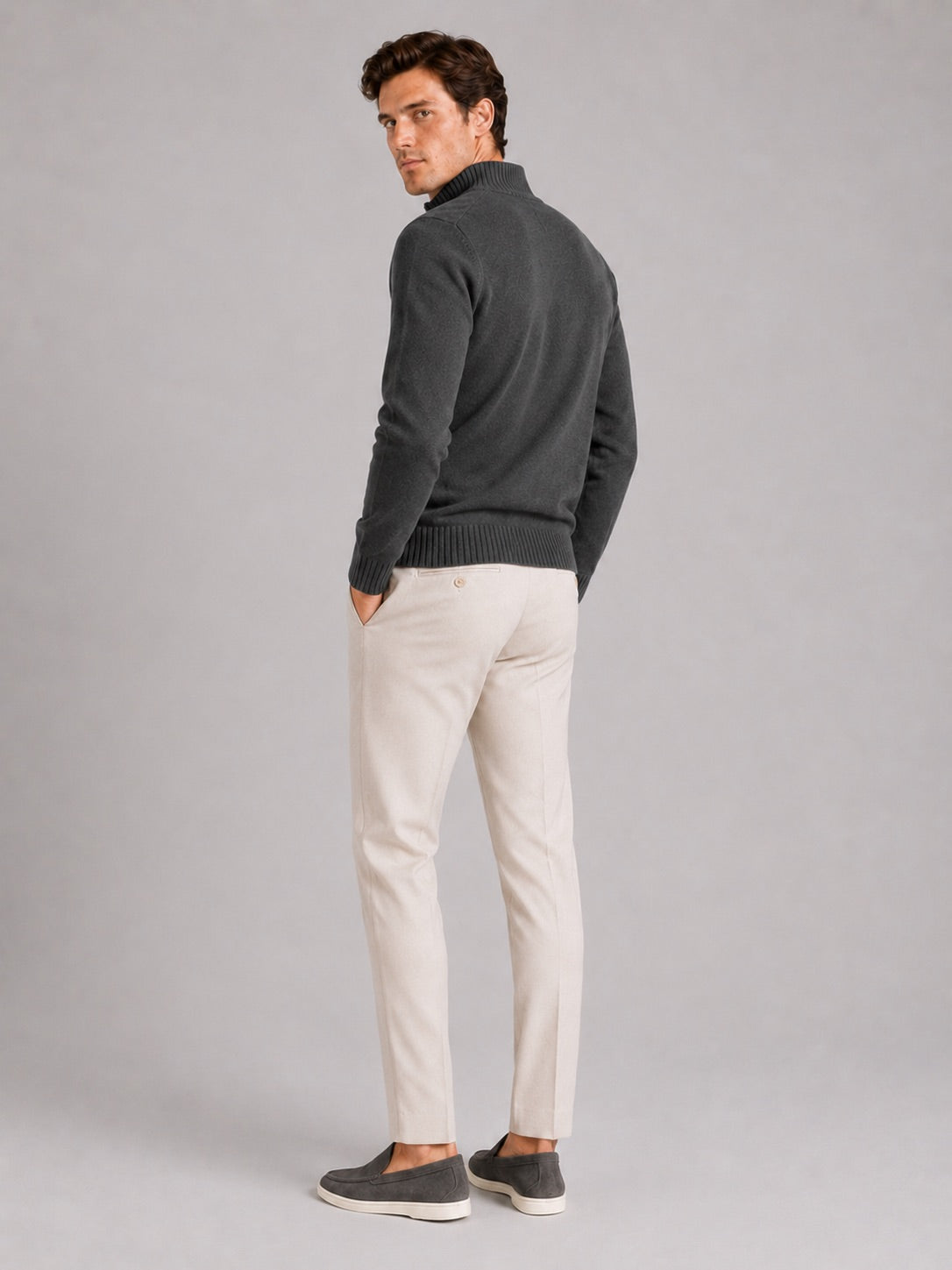 Men’s Half Zip Jumper Long Sleeve Solid Colour Knit Pullover for Autumn and Everyday Wear