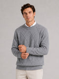 Men’s Cable Knit Jumper Crew Neck Loose Fit Warm Autumn Winter Pullover for Casual and Everyday Wear