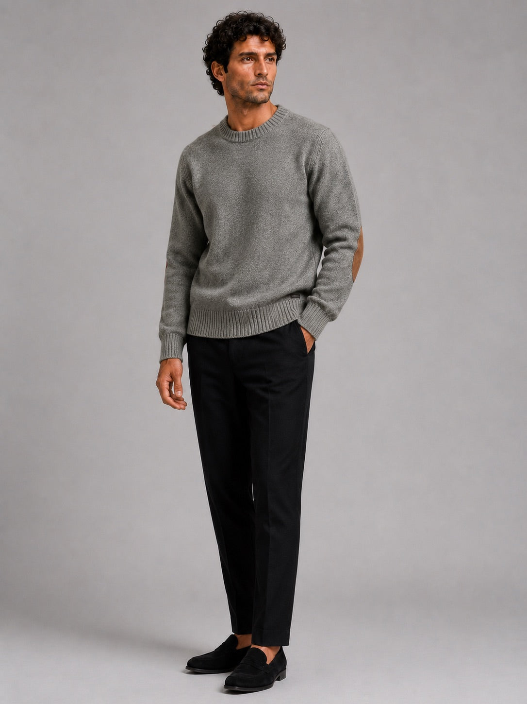 Men’s Crew Neck Wool Knit Jumper Thick Loose Fit Autumn Winter Pullover for Casual and Everyday Wear