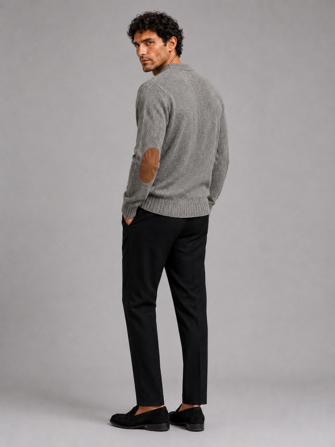 Men’s Crew Neck Wool Knit Jumper Thick Loose Fit Autumn Winter Pullover for Casual and Everyday Wear