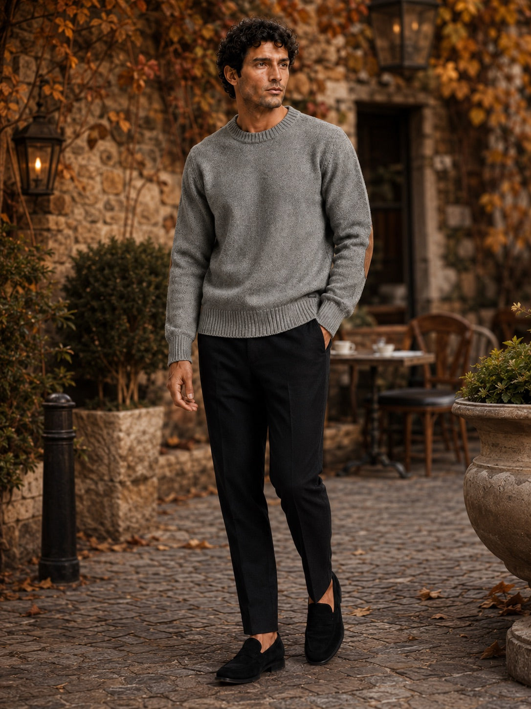 Men’s Crew Neck Wool Knit Jumper Thick Loose Fit Autumn Winter Pullover for Casual and Everyday Wear