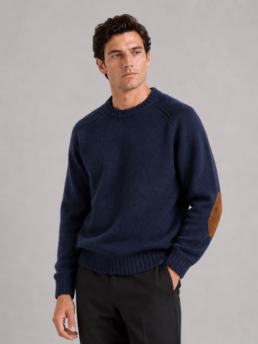 Men’s Crew Neck Wool Knit Jumper Thick Loose Fit Autumn Winter Pullover for Casual and Everyday Wear