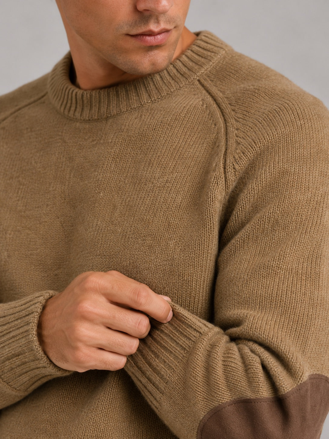 Men’s Crew Neck Wool Knit Jumper Thick Loose Fit Autumn Winter Pullover for Casual and Everyday Wear