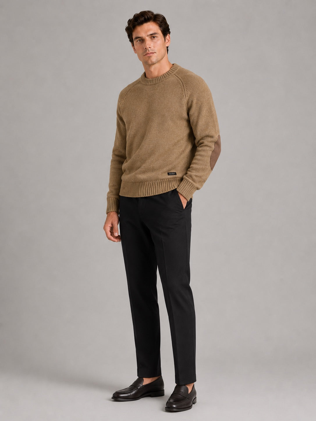 Men’s Crew Neck Wool Knit Jumper Thick Loose Fit Autumn Winter Pullover for Casual and Everyday Wear