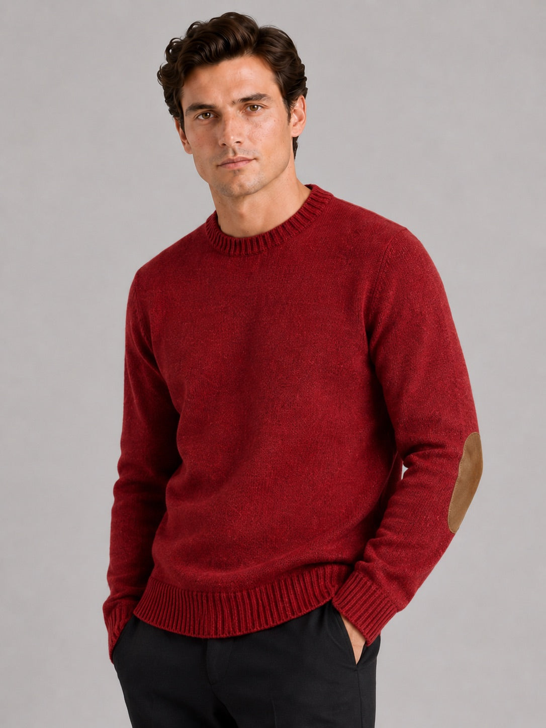 Men’s Crew Neck Wool Knit Jumper Thick Loose Fit Autumn Winter Pullover for Casual and Everyday Wear