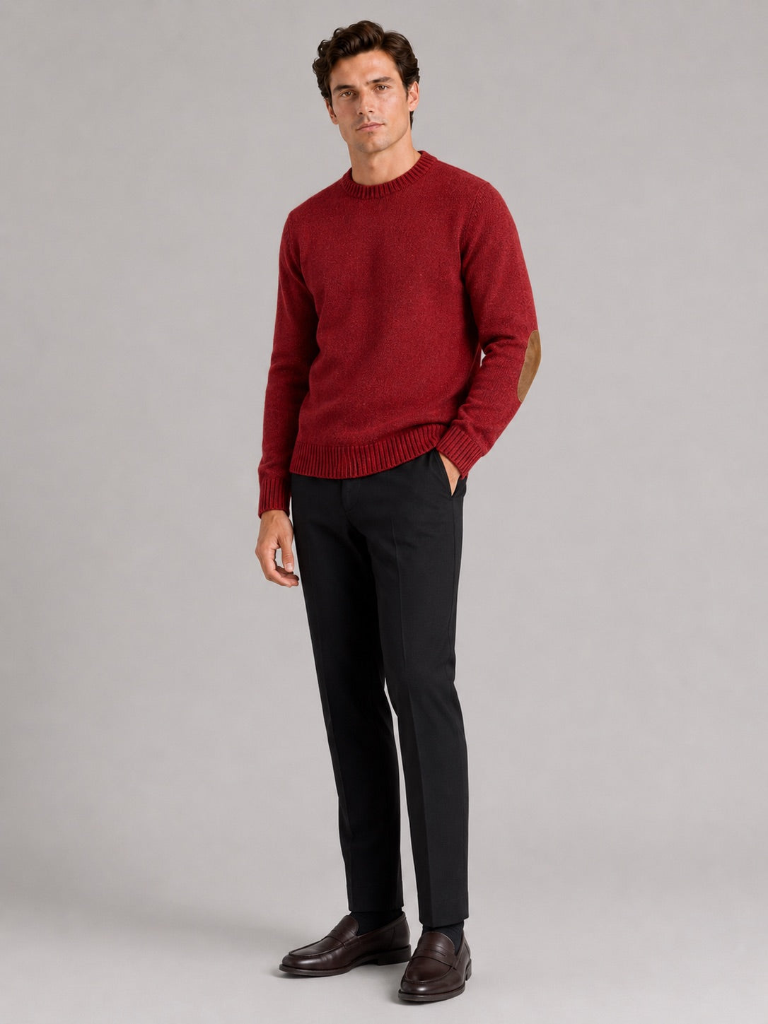 Men’s Crew Neck Wool Knit Jumper Thick Loose Fit Autumn Winter Pullover for Casual and Everyday Wear