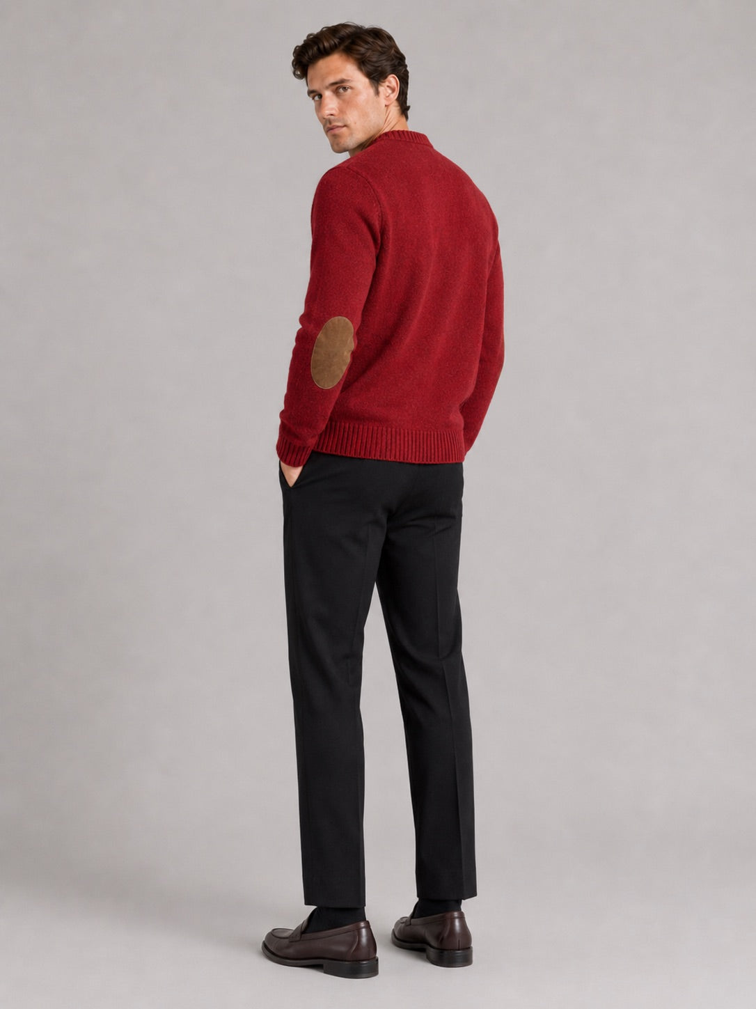 Men’s Crew Neck Wool Knit Jumper Thick Loose Fit Autumn Winter Pullover for Casual and Everyday Wear