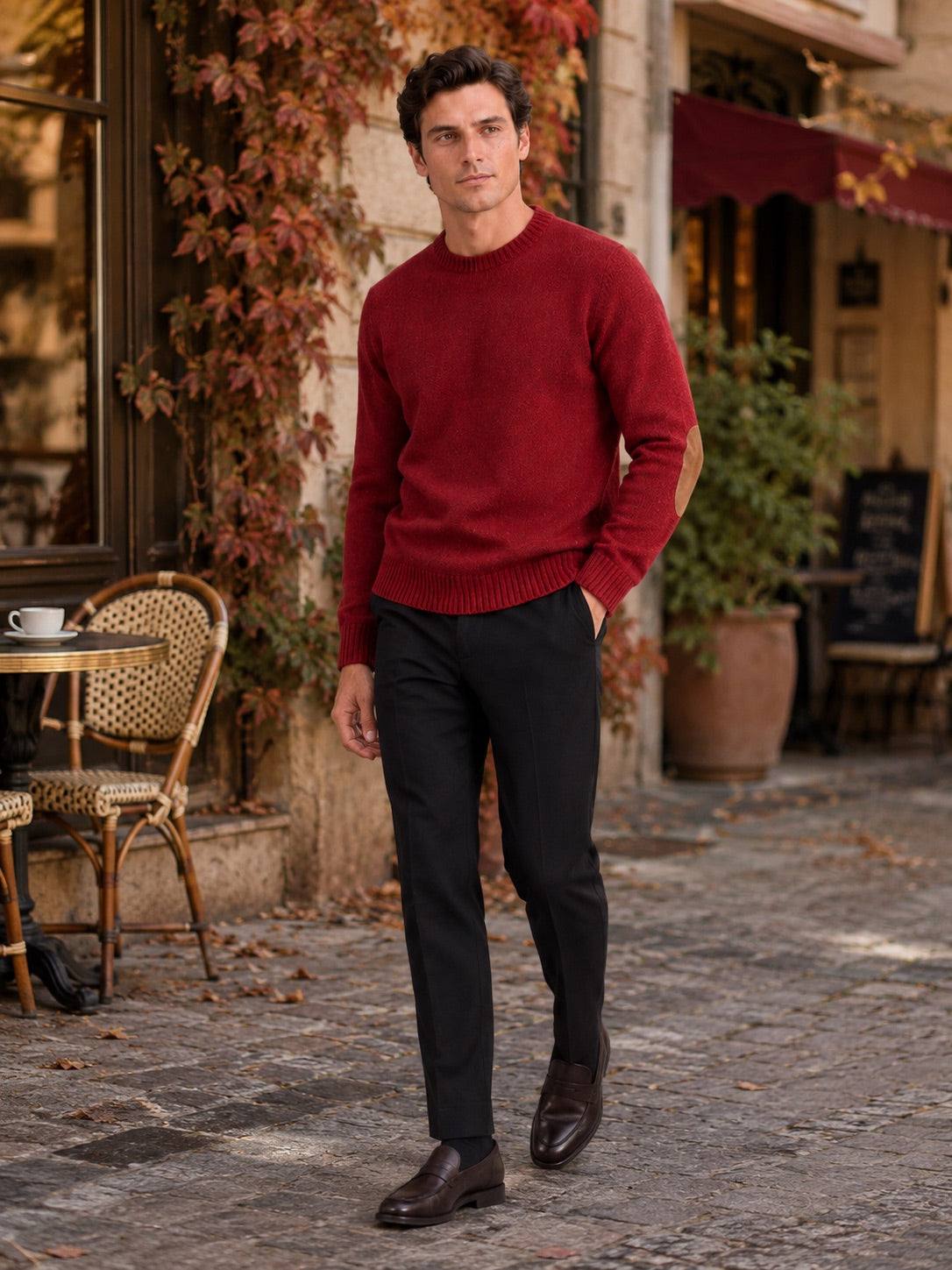Men’s Crew Neck Wool Knit Jumper Thick Loose Fit Autumn Winter Pullover for Casual and Everyday Wear