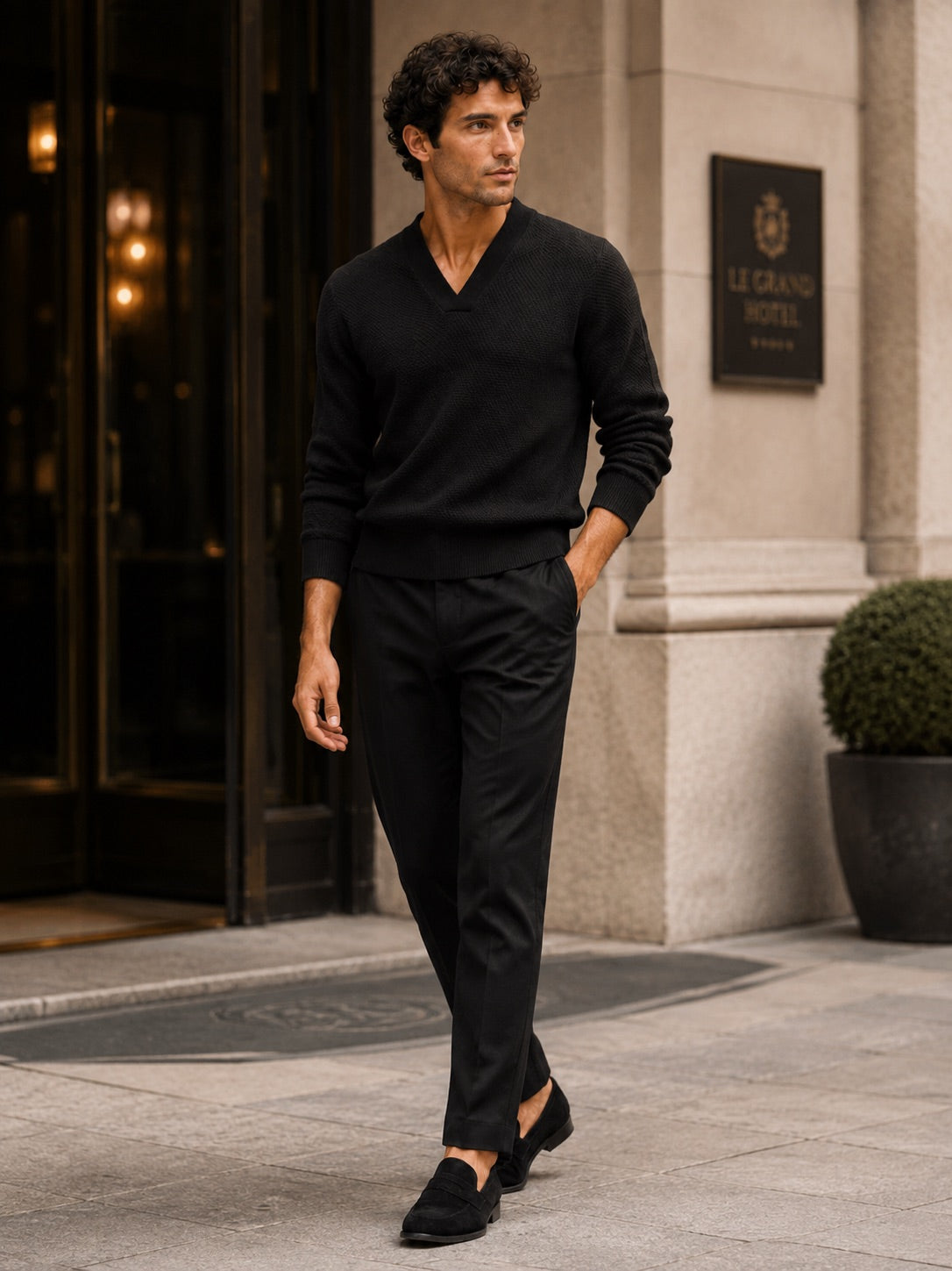 Men’s V-Neck Jumper Heavyweight Knit Thick Long Sleeve Autumn Winter Pullover for Business Casual and Stylish Everyday Wear