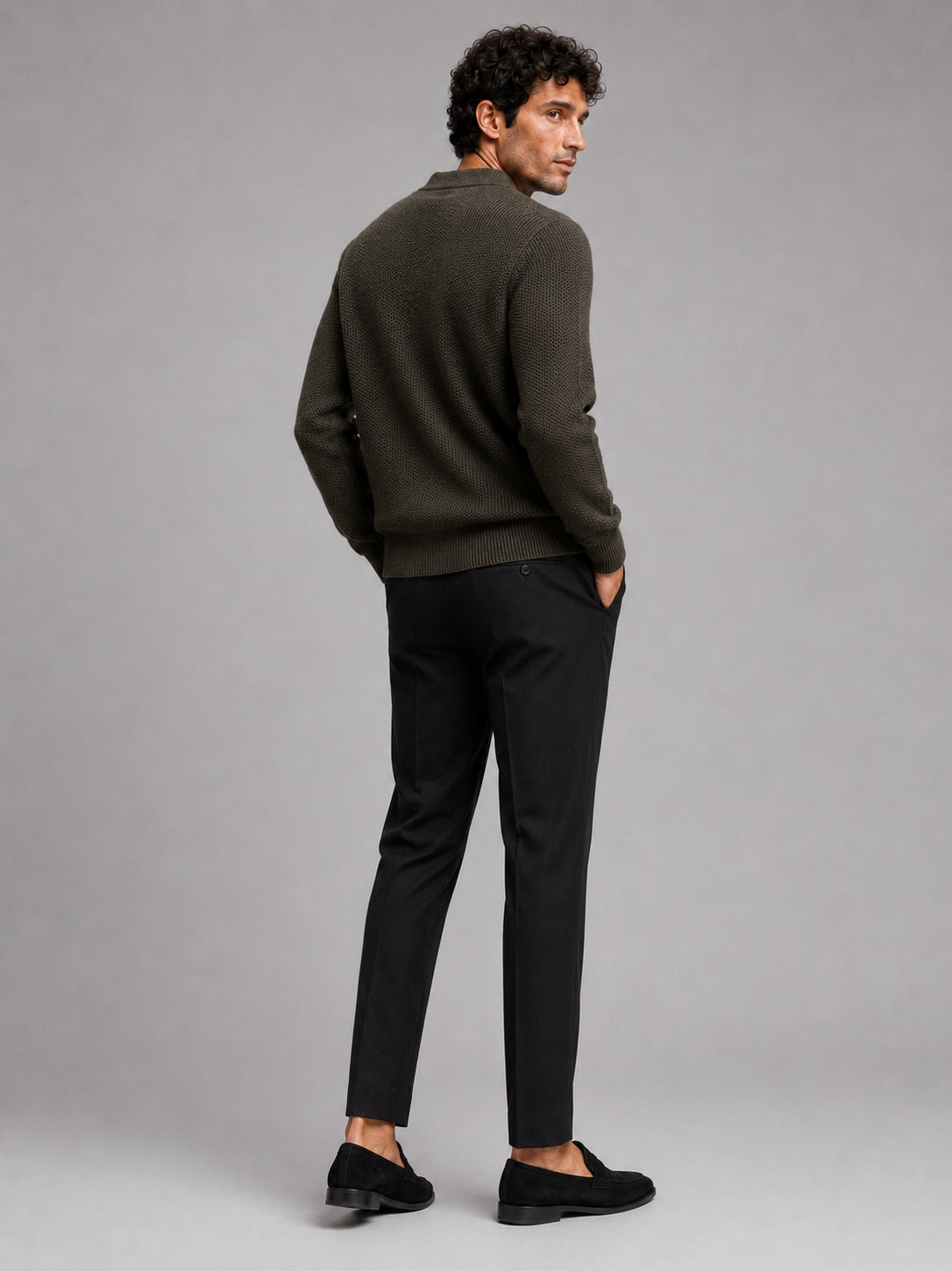 Men’s V-Neck Jumper Heavyweight Knit Thick Long Sleeve Autumn Winter Pullover for Business Casual and Stylish Everyday Wear