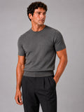 Men’s Knit T-Shirt Lightweight Short Sleeve Summer Lounge Top Crew Neck Solid Colour