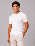 Men’s Ribbed Fit T-Shirt Crew Neck Stretch Short Sleeve Summer Top