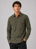 Men’s Long Sleeve Work Shirt Cotton Washed Double Pocket Casual Button-Up